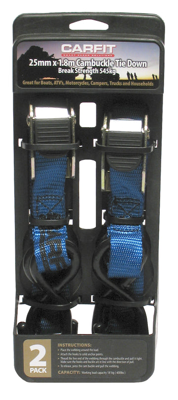 Carfit 25mm X 1.8M Cambuckle Strap Set Of 2 - 46CB2518-2