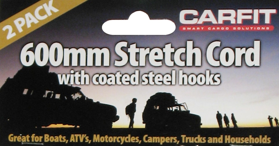 Carfit 600mm Bungee Strap Steel Hooks Set Of 2 - 46BC600-2
