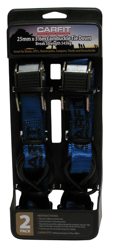 Carfit 25mm X 3.6M Cambuckle Strap Set Of 2 - 46CB2536-2