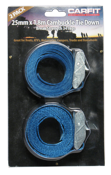 Carfit Heavy Duty Cambuckle Cinch Strap - 25mm X 1.8M Set Of 2 - 46CSM2518-2