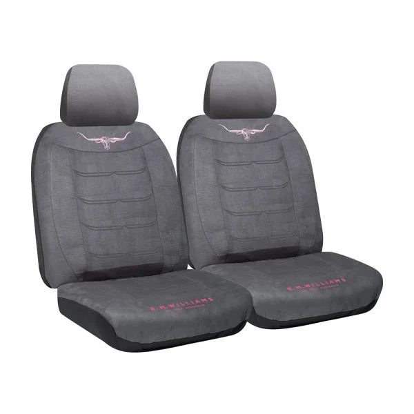 RM Williams Suede Velour Seat Covers Jillaroo Grey / Pink Size 30 - VLRMWJBX-GRY30