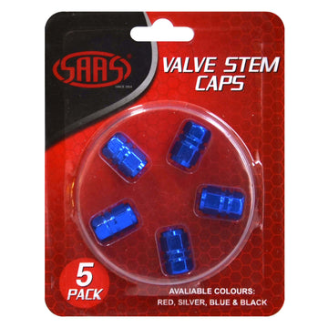SAAS Blue Metal Valve Caps - 5 Pack - 194245