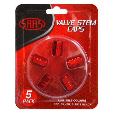 SAAS Red Metal Valve Caps - 5 Pack - 194255