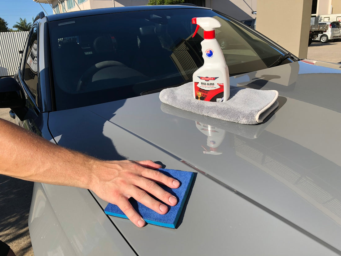 A package of Bowden's Own Fine Clay Rubber, showing the product and a car with a smooth finish.