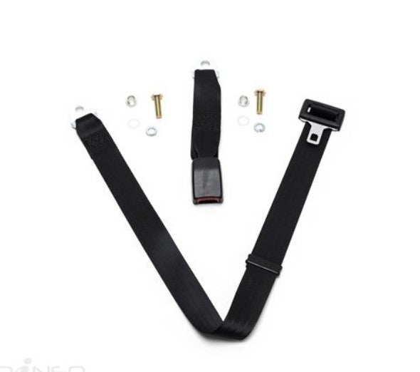 APV Safety Products Universal 1.2m Non-Retractable Adjustable Length Lap Seat Belt with 275mm Webbing Lower Strap and Fasteners (Black) - K1637