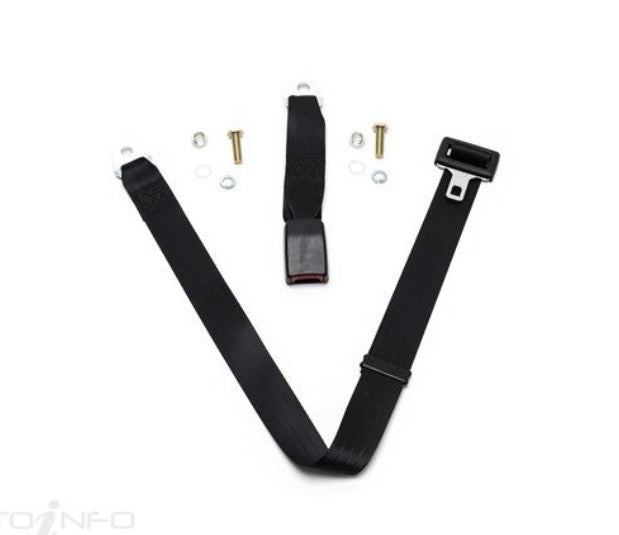 APV Safety Products Universal 1.2m Non-Retractable Adjustable Length Lap Seat Belt with Adjustable Length Webbing Lower Strap and Fasteners (Black) - K2258