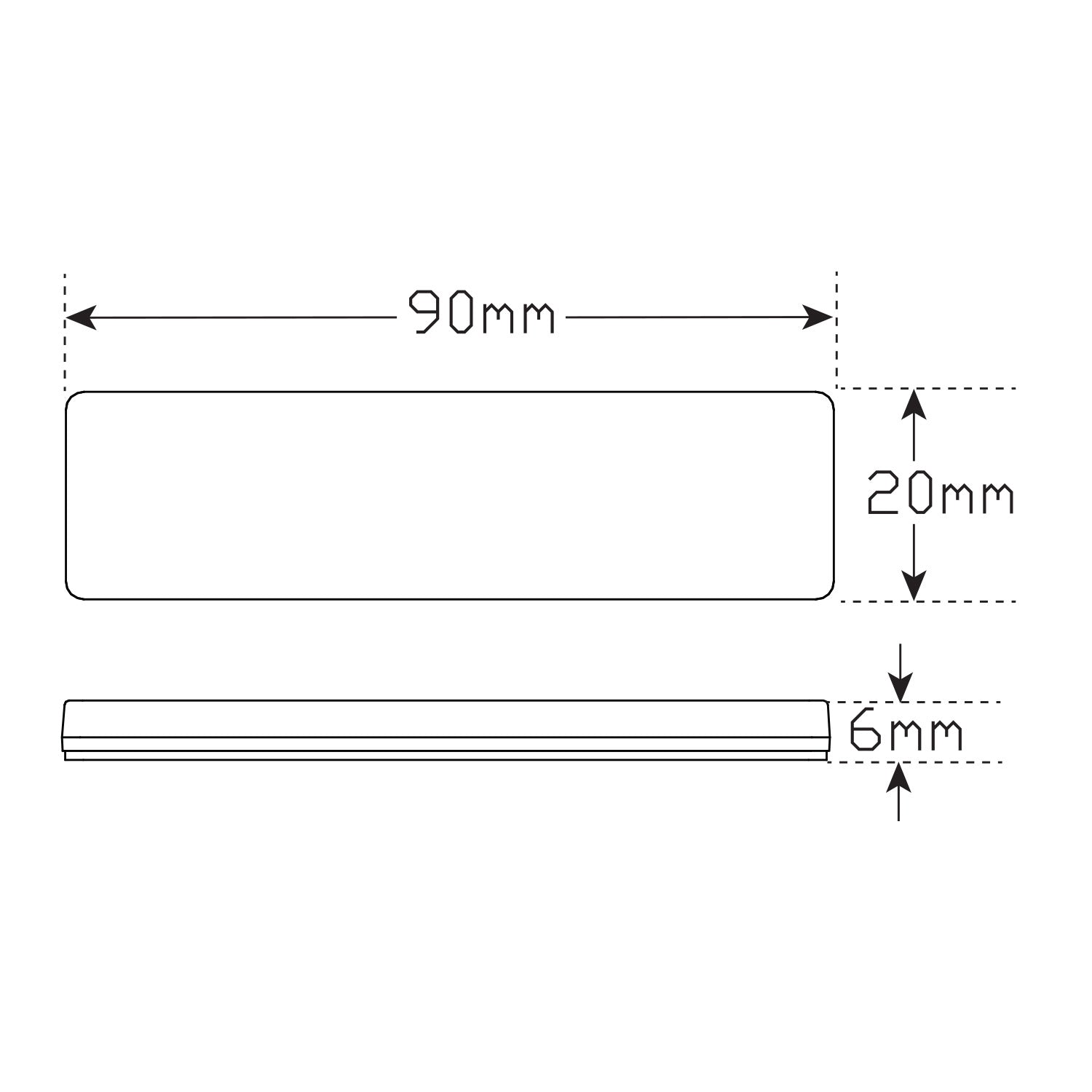 LED Autolamps 9020W Slimline White Reflex Reflectors - Rectangle Shape with 3M Double Sided Tape Mount