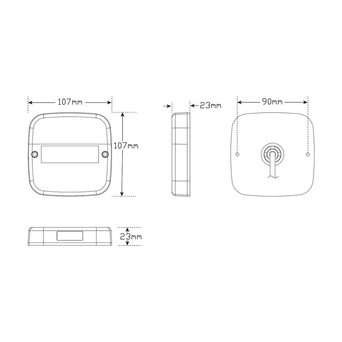 LED Autolamps 99ARLM Square Rear Combination LED Lamps with Inbuilt Reflector and Licence Plate Lamp
