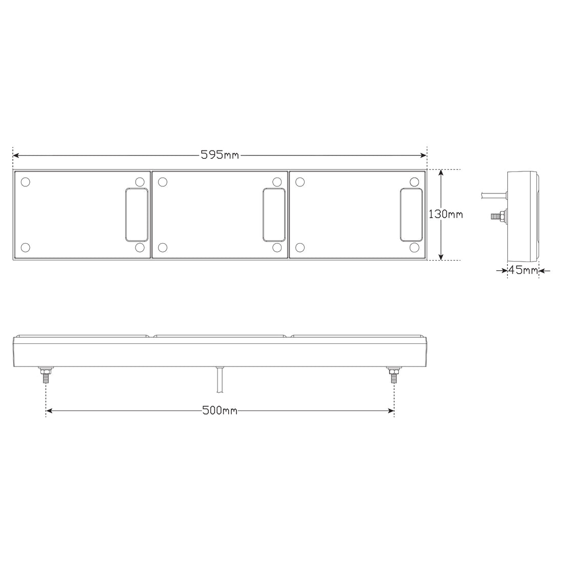 LED Autolamps J3BARRM Rear Combination Jumbo LED Lamp with Reflector - Stop/Tail/Indicator
