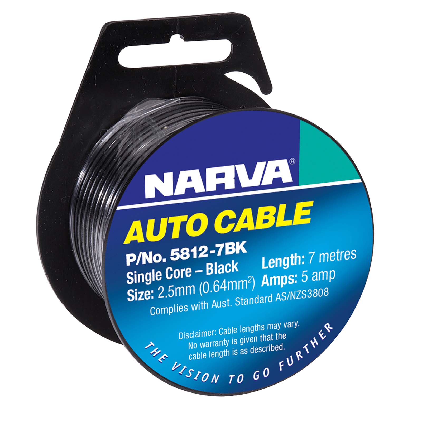 Narva 5A 2.5mm Black Single Core Cable (7M) - 5812-7Bk