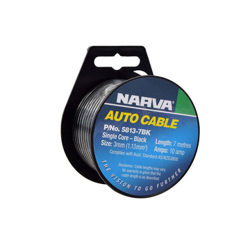 Narva 10A 3mm Black Single Core Cable (7M) - 5813-7Bk