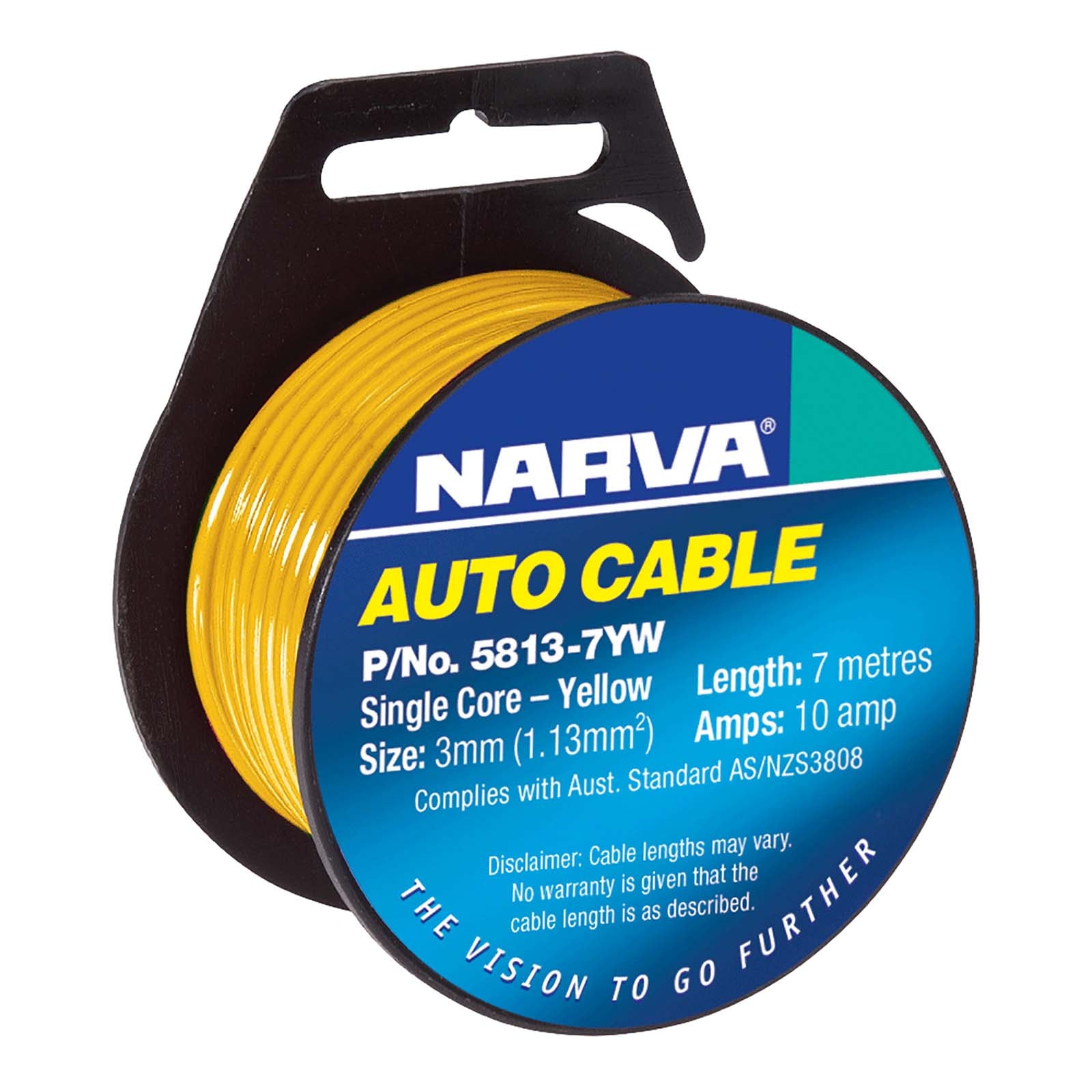 Narva 10A 3mm Yellow Single Core Cable (7M) - 5813-7Yw