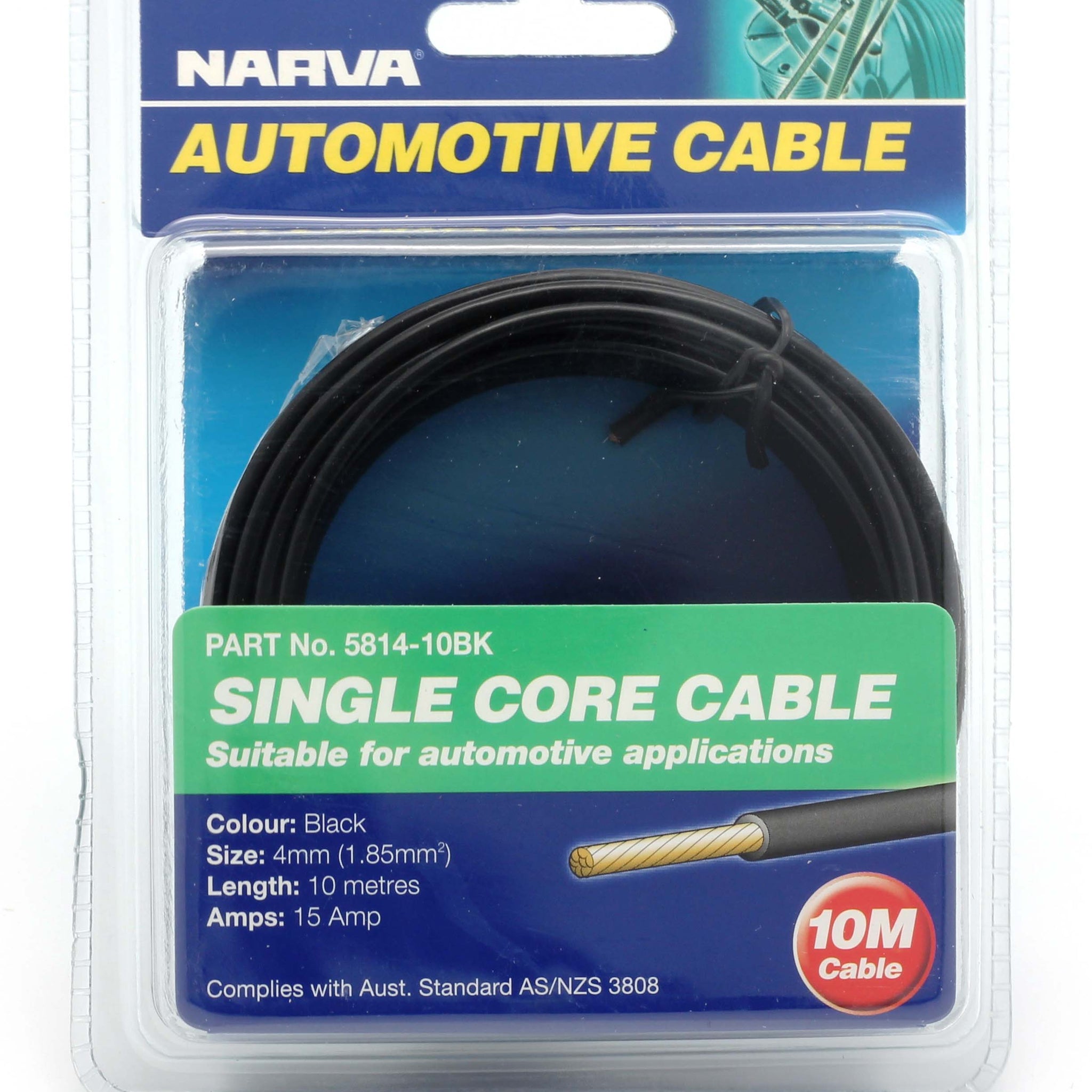 Narva 15A 4mm Black Single Core Cable (10M) 5814-10Bk