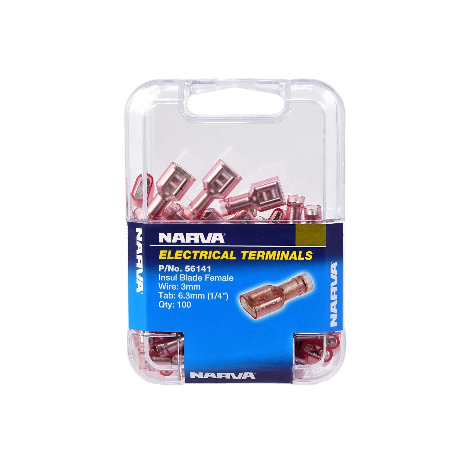 Narva 6.3 X 0.8mm Female Blade Terminal Red (100 Pack) - 56141