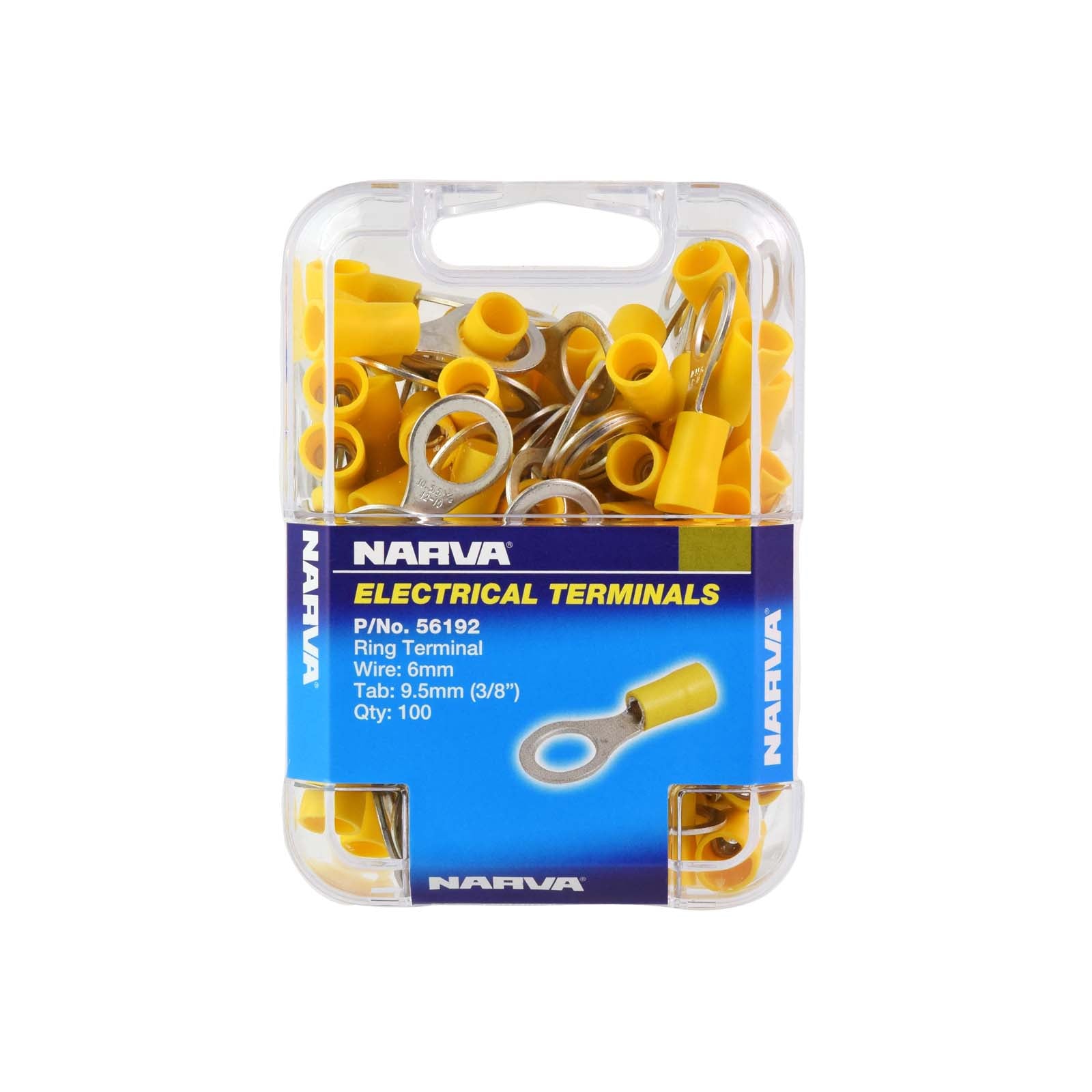 Narva 9.5mm Ring Terminal Yellow (100 Pack) - 56192