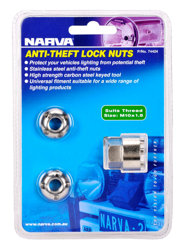 Narva M10 X 1.5 Security Nuts (2) 74424