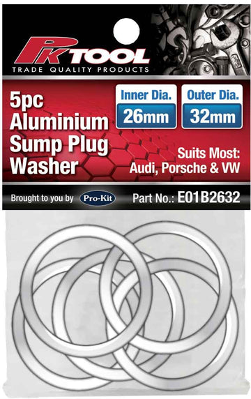 PKTool 5pc 26mm ID Aluminium Sump Washer - E01B2632 (Pickup Only)