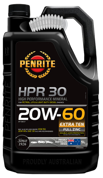 Penrite HPR 30 High Performance Mineral Engine Oil 20W-60 5L - HPR30005 (Pickup Only)