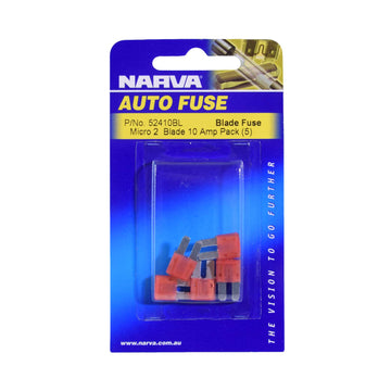 Narva 52410BL 10 Amp Red Micro 2 Blade Fuse (Pack Of 5)