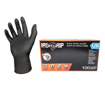 IRON GRIP Black Nitrile Gloves (L) 100 piece Disposable Gloves Large - C3350L