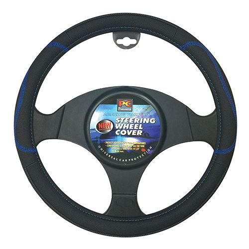 PCCovers Steering Wheel Cover - Black/Blue - PC30100BK/BL (Pickup Only)