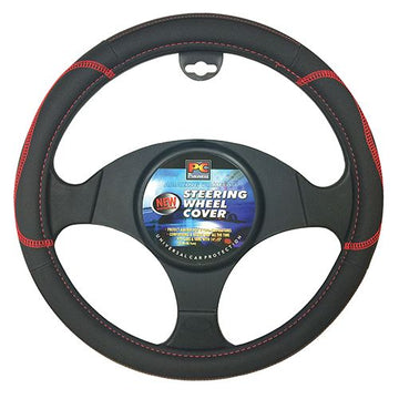 PCCovers Steering Wheel Cover - Black/Red - PC30100BK/R (Pickup Only)