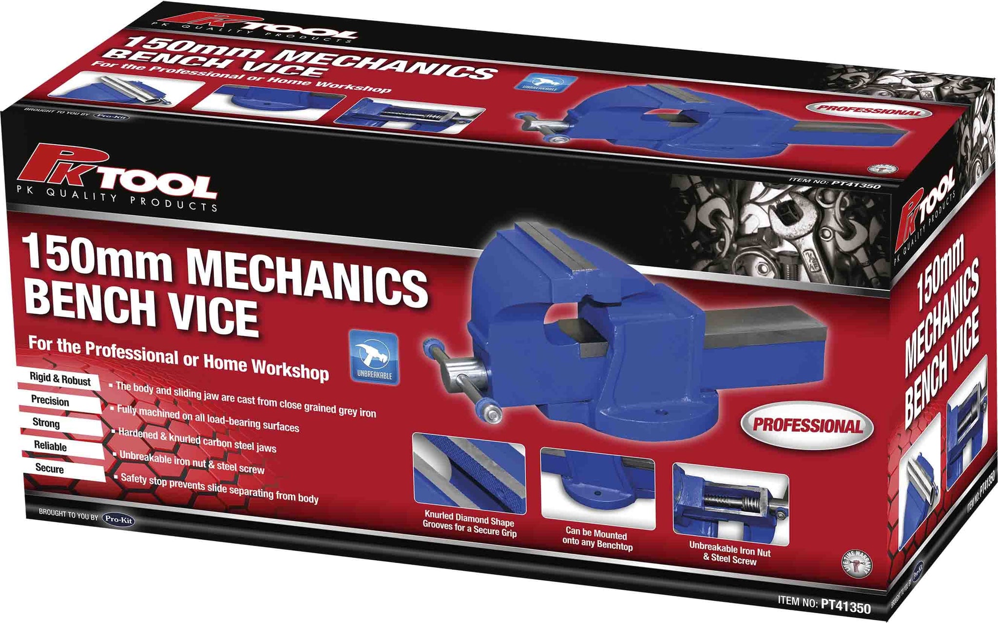 PKTool 150mm Mechanic's Bench Vice - PT41350 (Pickup Only)