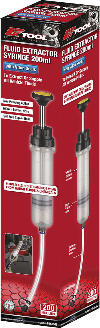 PKTool 200ml Oil and Fluid Extractor Syringe with Viton Washer - PT50505 (Pickup Only)