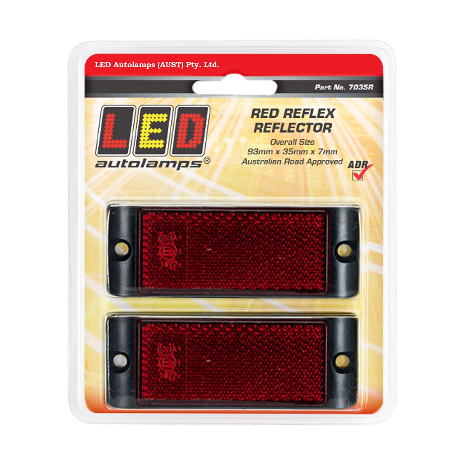 LED Autolamps 7035R Pair of Red Reflex Reflectors - Rectangle Shape ...