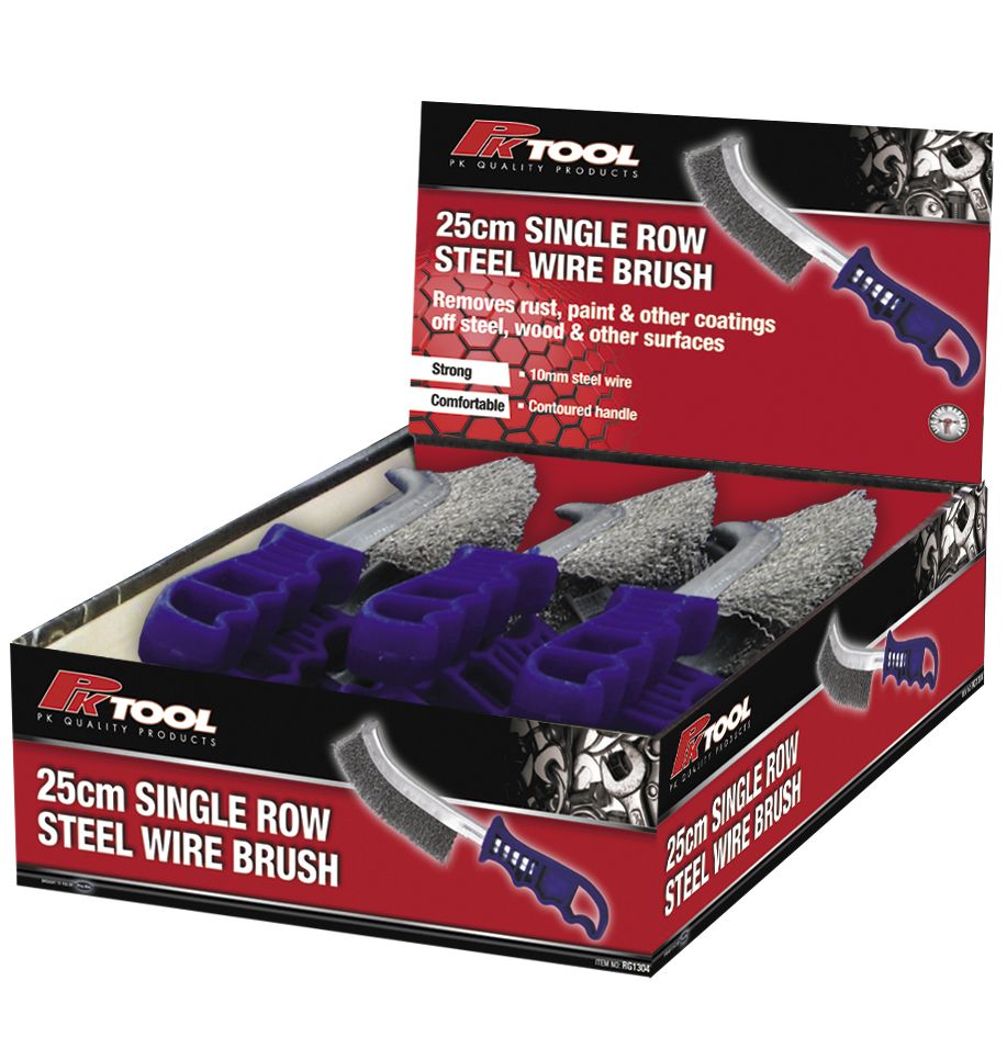 PKTool 12pc 250mm Wire Brush POS Display Box - RG1304 (Pickup Only)