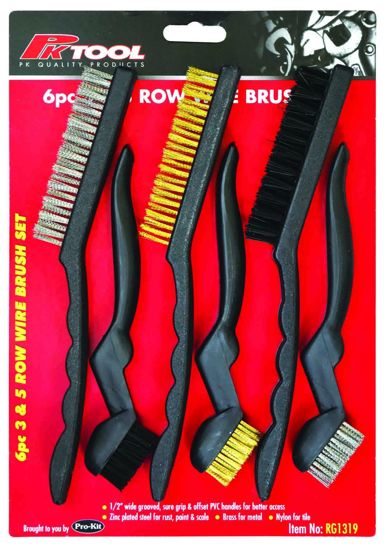 PKTool 6pc 215 and 165mm Wire Brush Set  - RG1319 (Pickup Only)