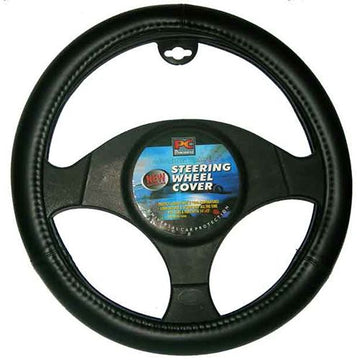 PCCovers 38cm Steering Wheel Cover - Smooth Leather Look - Black - RG2424BK (Pickup Only)