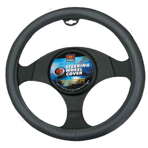 PCCovers 38cm Steering Wheel Cover - Smooth Leather Look - Dark Grey - RG2424DG (Pickup Only)