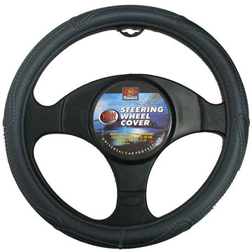 PCCovers 38cm Steering Wheel Cover - Rough Leather Look - Grey - RG2427GY (Pickup Only)