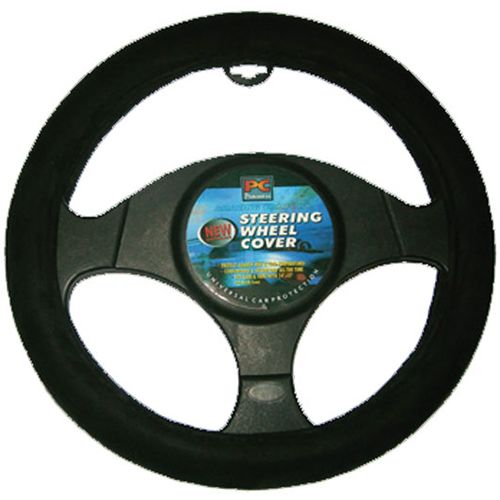 PCCovers 38cm Steering Wheel Cover - Smooth Leather Feel - Black - RG2462BK (Pickup Only)
