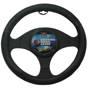 PCCovers 38cm Steering Wheel Cover - Leather Feel, Raised Stitching - Black - RG2476BK (Pickup Only)