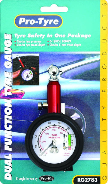 PKTool Dial Tyre Gauge with Tread Depth Gauge - RG2783 (Pickup Only)