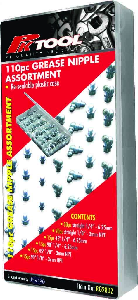 PKTool 110pc SAE Grease Nipple Assortment - RG2802 (Pickup Only)