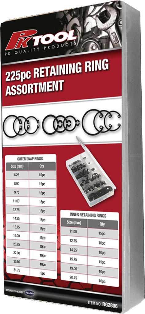 PKTool 225pc Circlip/Snap/Retaing Ring Assortment - RG2806 (Pickup Only)