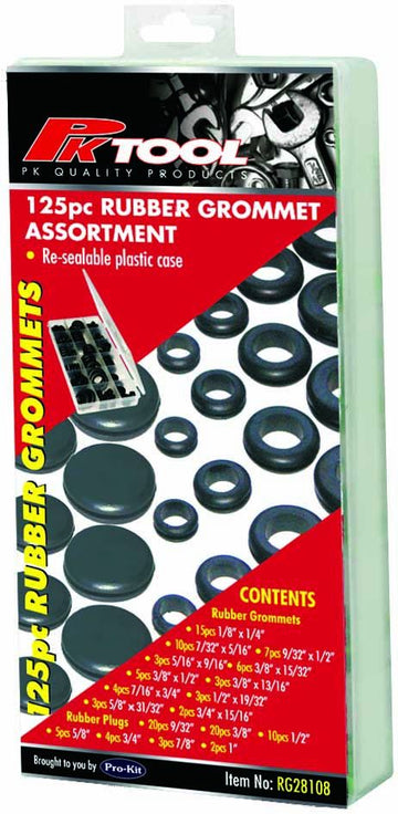 PKTool 125pc Rubber Grommet Washer Assortment - RG28108 (Pickup Only)