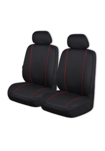 MyCar Pinnacle Universal Front Seat Covers Size 30/35 - Black with Red Piping - PINA3505