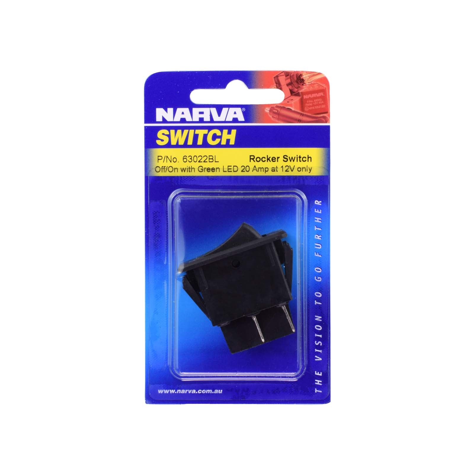 Narva 63022BL Off/On Rocker Switch With Green Led