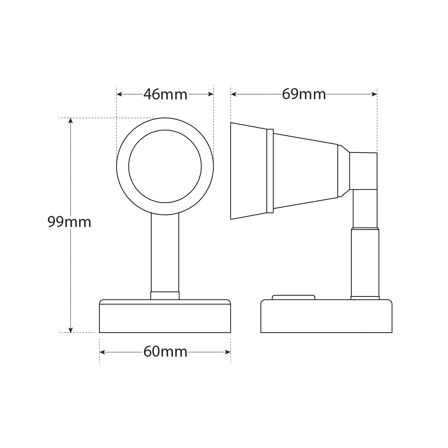LED Autolamps RL60-12B LED Reading Light with Rotate, Tilt Adjust and On/Off Switch
