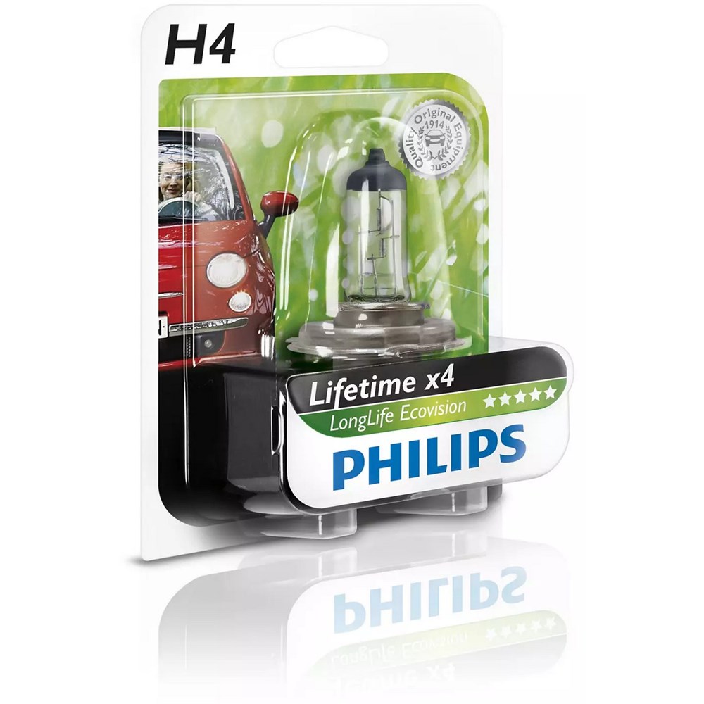 Philips 12342LLECOB1 LongLife EcoVision 12V H4 60/55W Headlight Globe  (Single) - Auto One